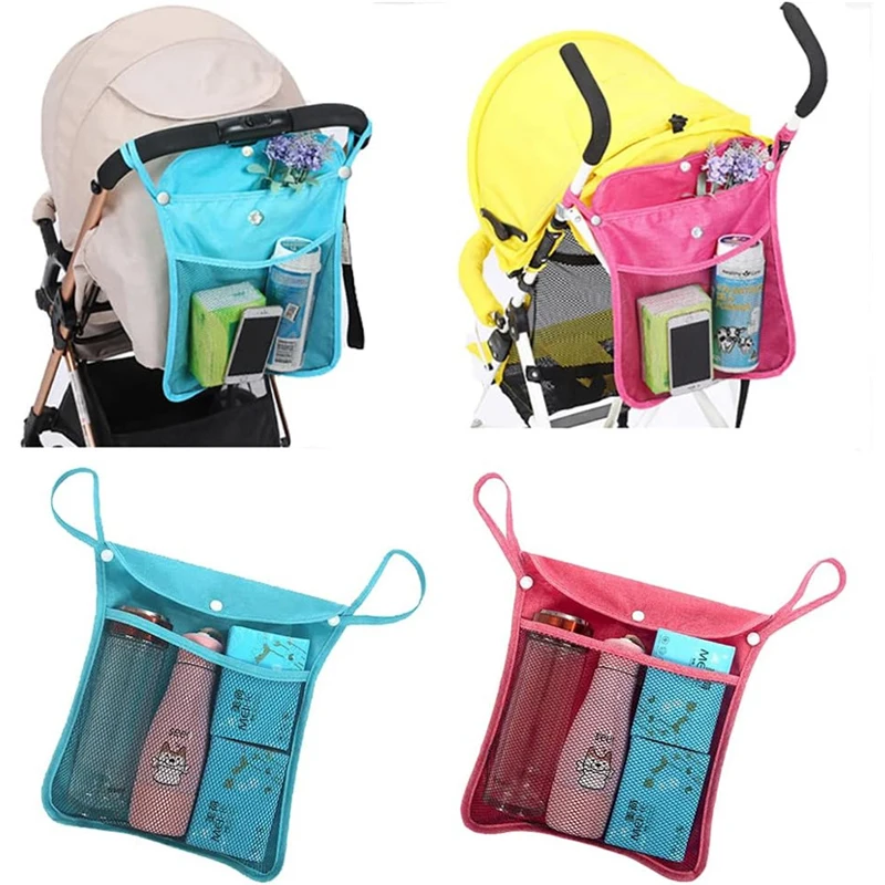 

Baby Stroller Hanging Bag Universal Detachable Net Mesh Storage Bag For Insulated Cup Diaper Organizer Stroller Accessories