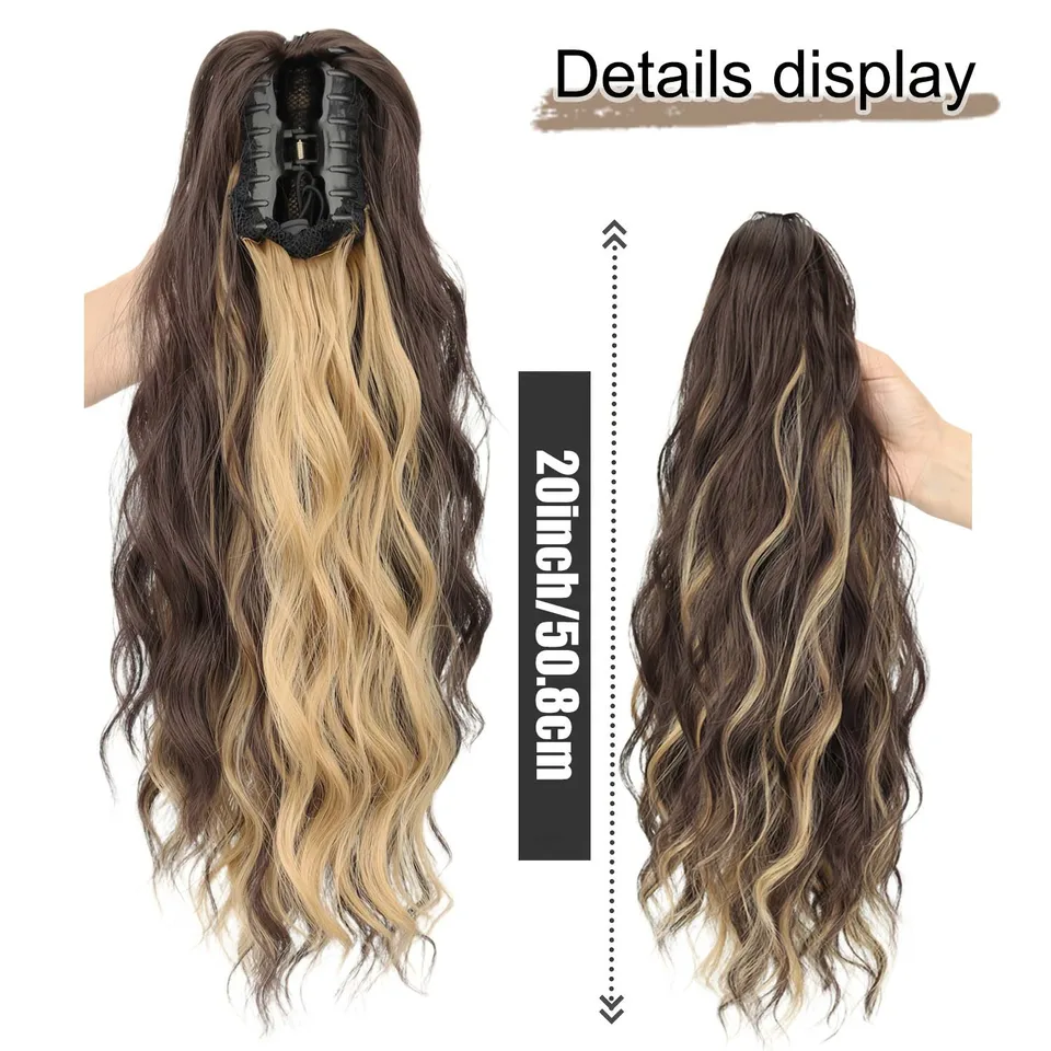 Coleta con clip rubia de 16 pulgadas, onda natural, extensiones gruesas, para mujer, uso diario 3