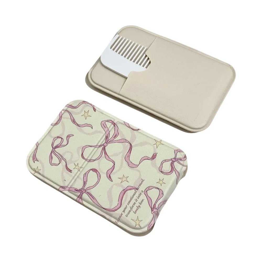 Miroir de bureau en cuir PU, mignon, fleur de tulipe, nœud papillon, cosmétique Compact, pliable, miroir de maquillage, chien délicat, chat