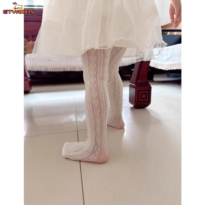 

Летние ультратонкие детские колготки с кружевным узором в виде сердечек, танцевальные леггинсы, противомоскитные чулки для девочек 1-12 лет