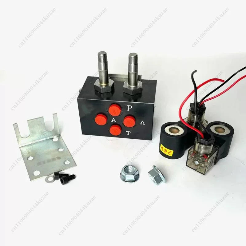 FMT 12/24V Double Solenoid Valve, Hydraulic Shear Mother-child Clip Electric Control Accessory for Excavator Front End