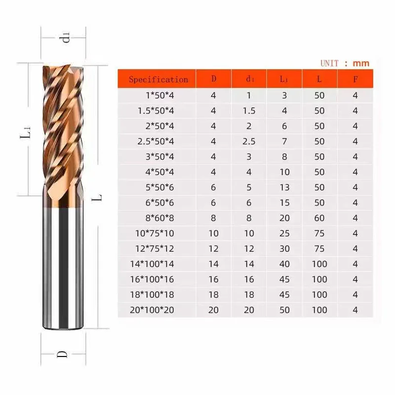 Carbide Milling cutter Tungsten Steel Milling Cutter metal Carbide end mill  Coating Tungsten Steel cutting milling cutter set