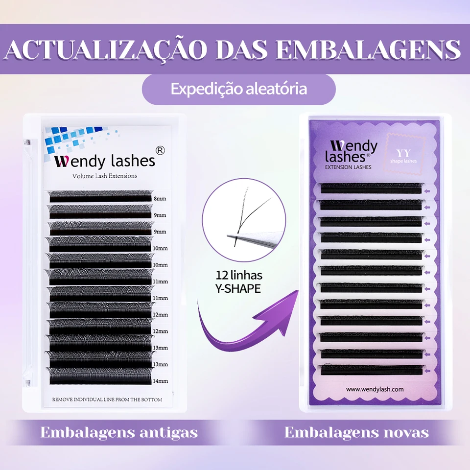 Wendy Lashes pestañas YY shape, extensiones automáticas, W shape, 3D 4D 5D 6D 8D, negras, premade 2