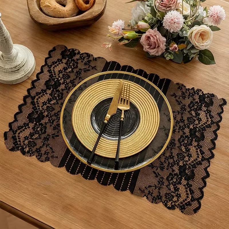 French Style Lace Table Runner, Elegant Glitter Design for Wedding, Festival & Birthday Party Decor