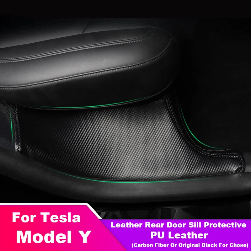 

Rear Door Carbon Fiber PU Leather Sticker For Tesla Model Y Sill Protective 2PCS