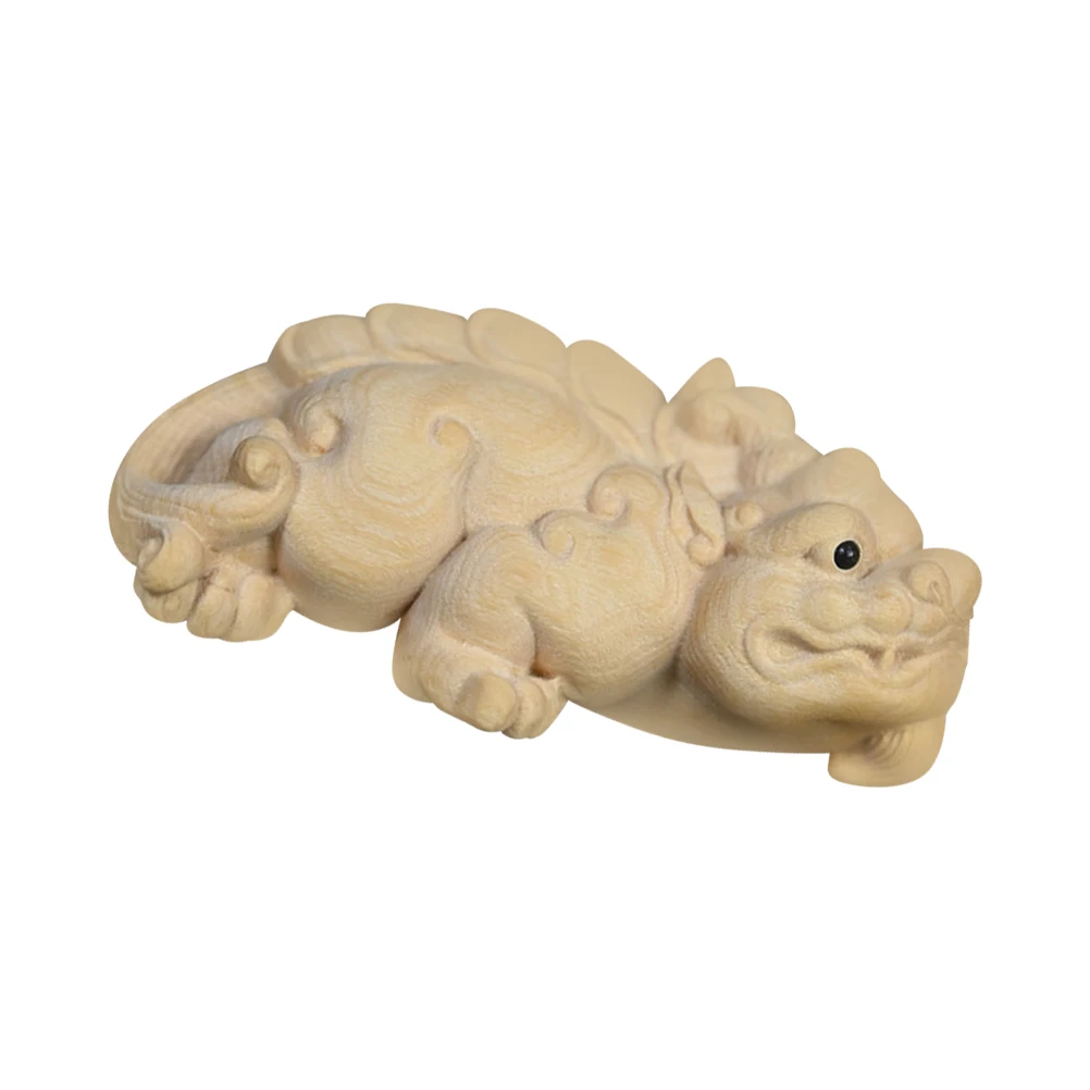 

Wooden Pixiu Statue Carved Figurine H Decor Adornment Smooth Surface Practical Durability Artistic Decor