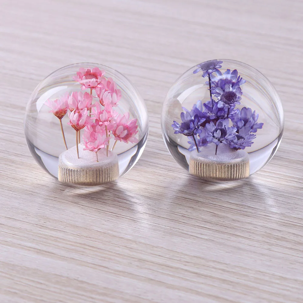 BROBIK Flower Gear Shift Knob Universal 55MM JDM Acrylic Shift Knob Transparent Round Manual Shifter Adapters Gear Knob Cover