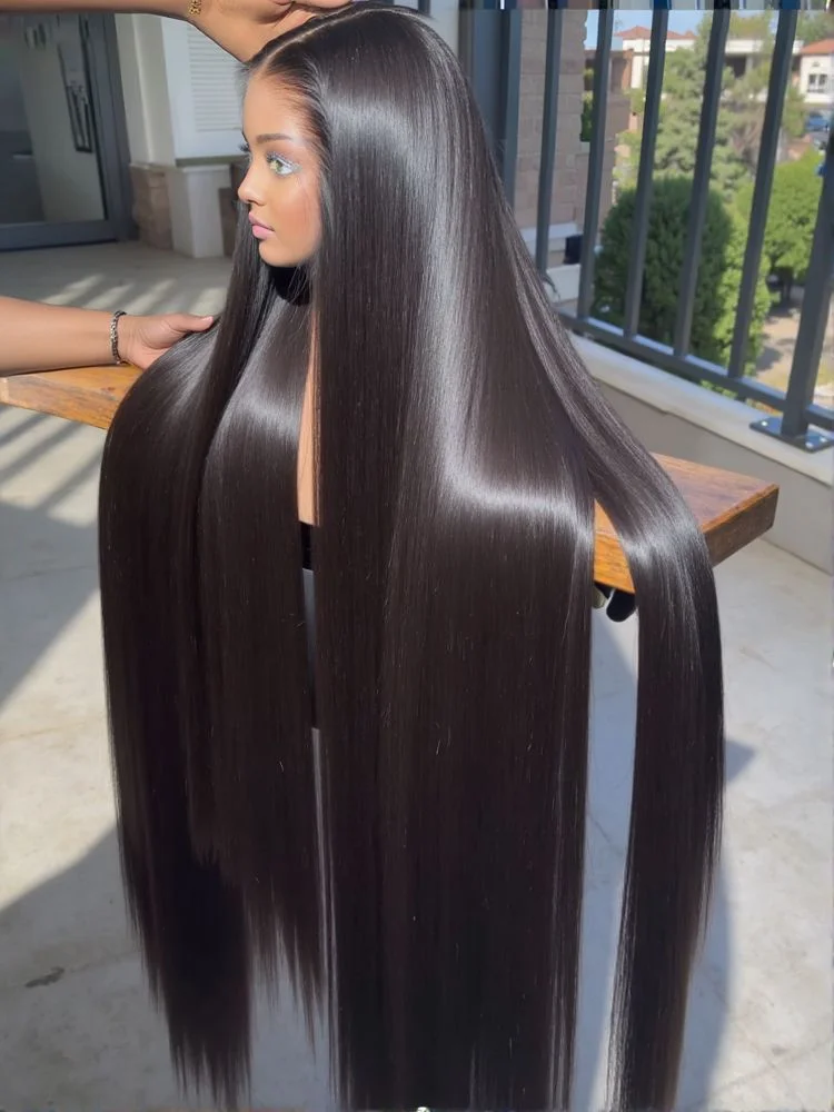 13x4 Straight Lace Front Wigs Human Hair 200% Density Hd Transparent 26 Inch Straight Frontal Wig for Women