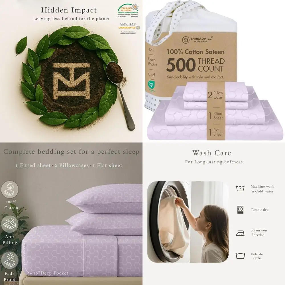 

Комплект постельного белья из 100% хлопка с узором дамаск, 500 ТС, размер Queen, с глубокими карманами, цвет сирень