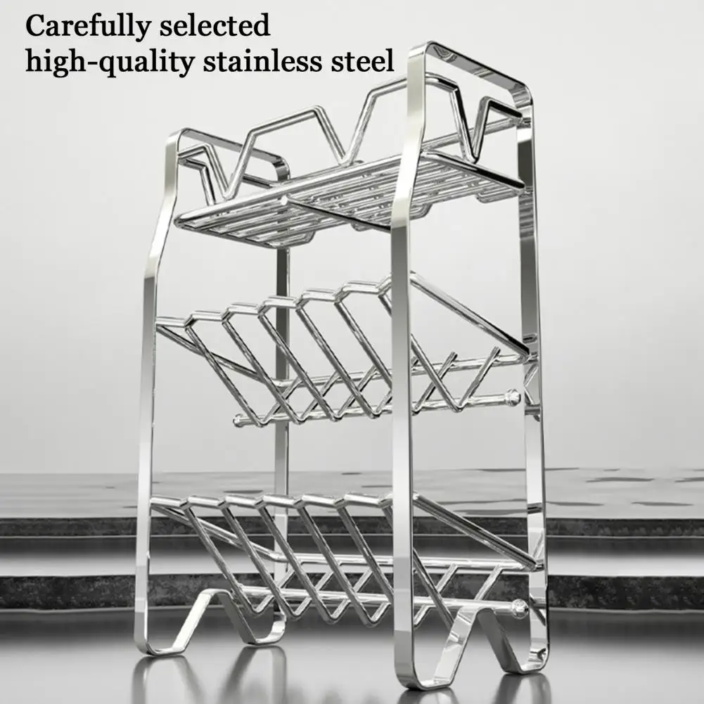 Metal Seasoning Organizer Stainless Steel Spice Rack Organizer 2/3/4 Tier Condiment Holder for Kitchen Countertop Multi-layer