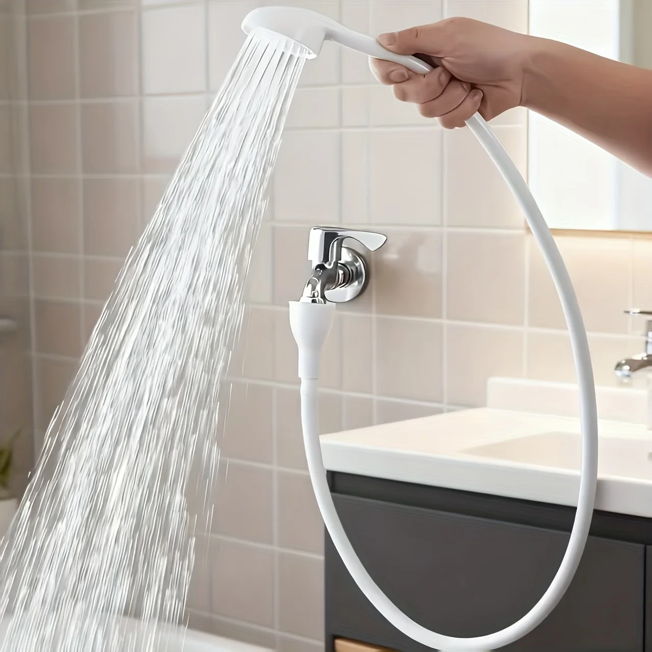 360° Portable Faucet Sprayer: Handheld Extender with Long Hose & Detachable Spray. Ideal for Hair Washing, Pets & Sink Cleaning.