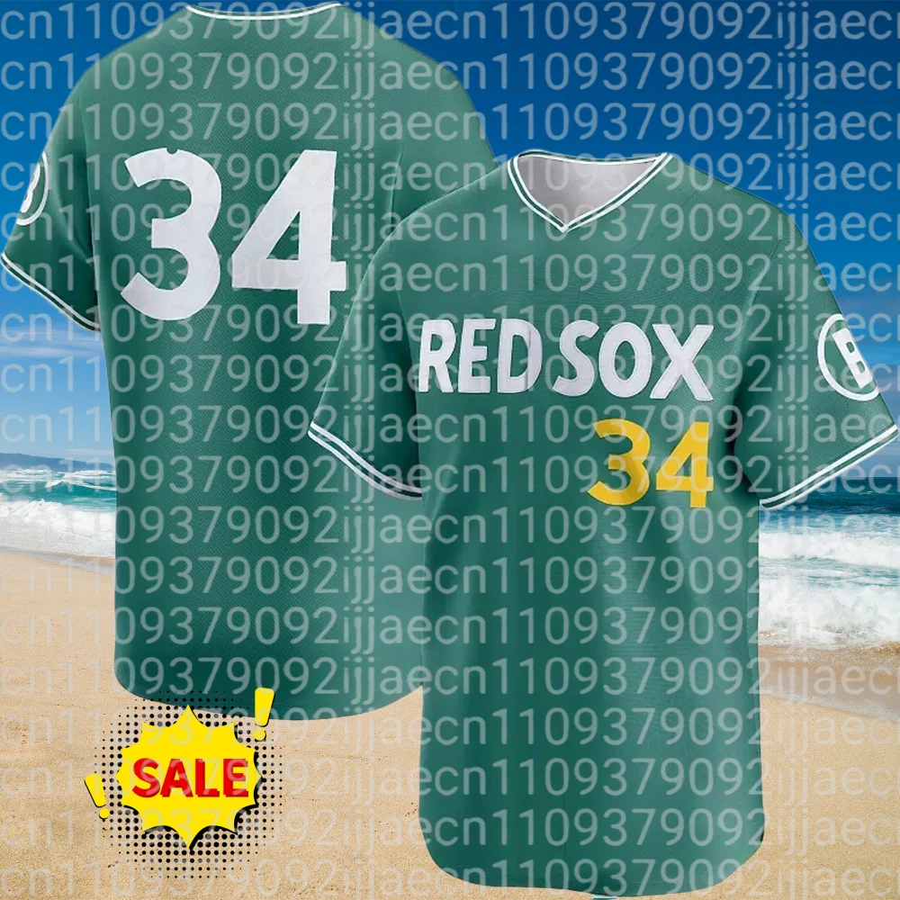 FamilyMatching Red Sox Green Baseball Jersey Man Women Tops Sport Casual Breathe City Connect‘34’ Jersey 3D Fashion Clothes