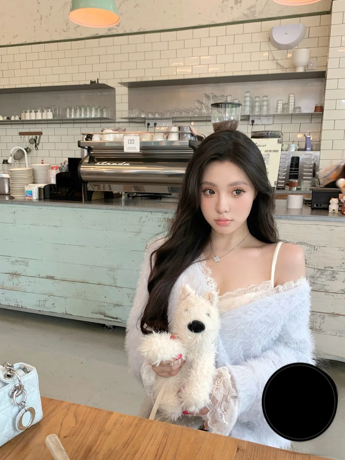 

Kubiliv Lace Splicing Hollow out Sweater Cardigan Lazy Sle Large V-ne Coat Pure Color Commute Sle Long Sve Loose Fit