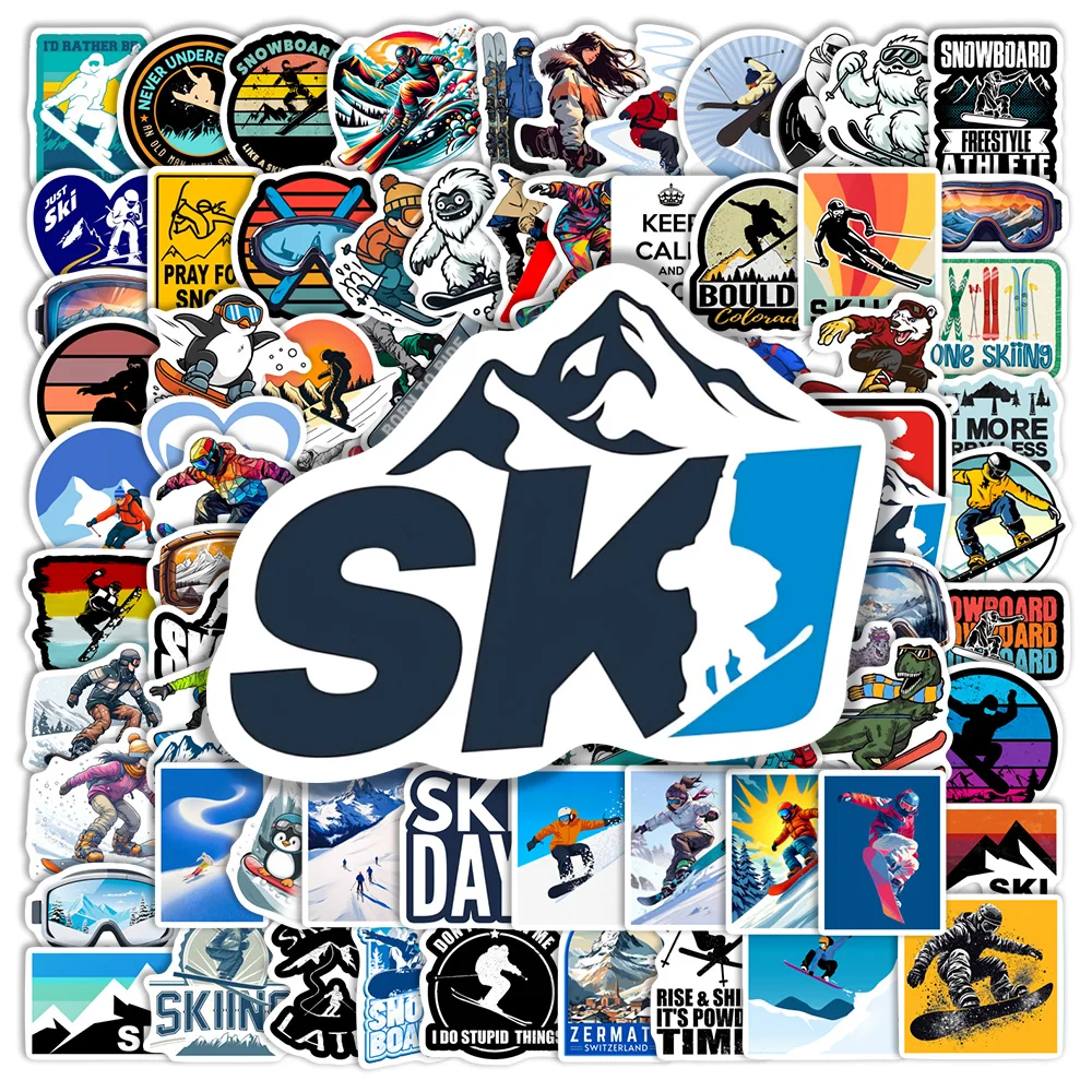 Cool Winter Ski Vinyl Stickers DIY Waterproof Decal for Scrapbook Diary Junk Laptop Phone Luggage Bottles Decorative Gift Toys
