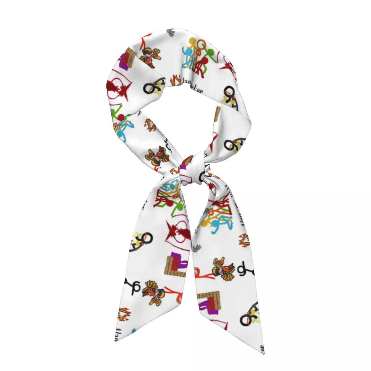 Alan Becker Five Stick Figures With Fire Mouse Pickaxe Women Long Narrow Scarf Silky Skinny Scarf Multi-use Neck Head Wrap for