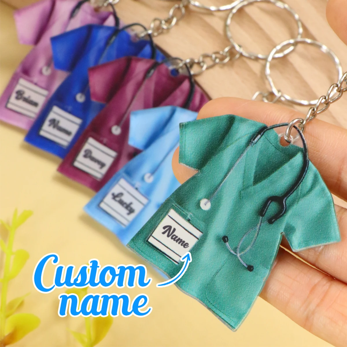 Llavero Médico Personalizado, Llavero de Enfermera/Doctor Personalizado con Estetoscopio, Llaveros de Salud con Nombre Personalizado