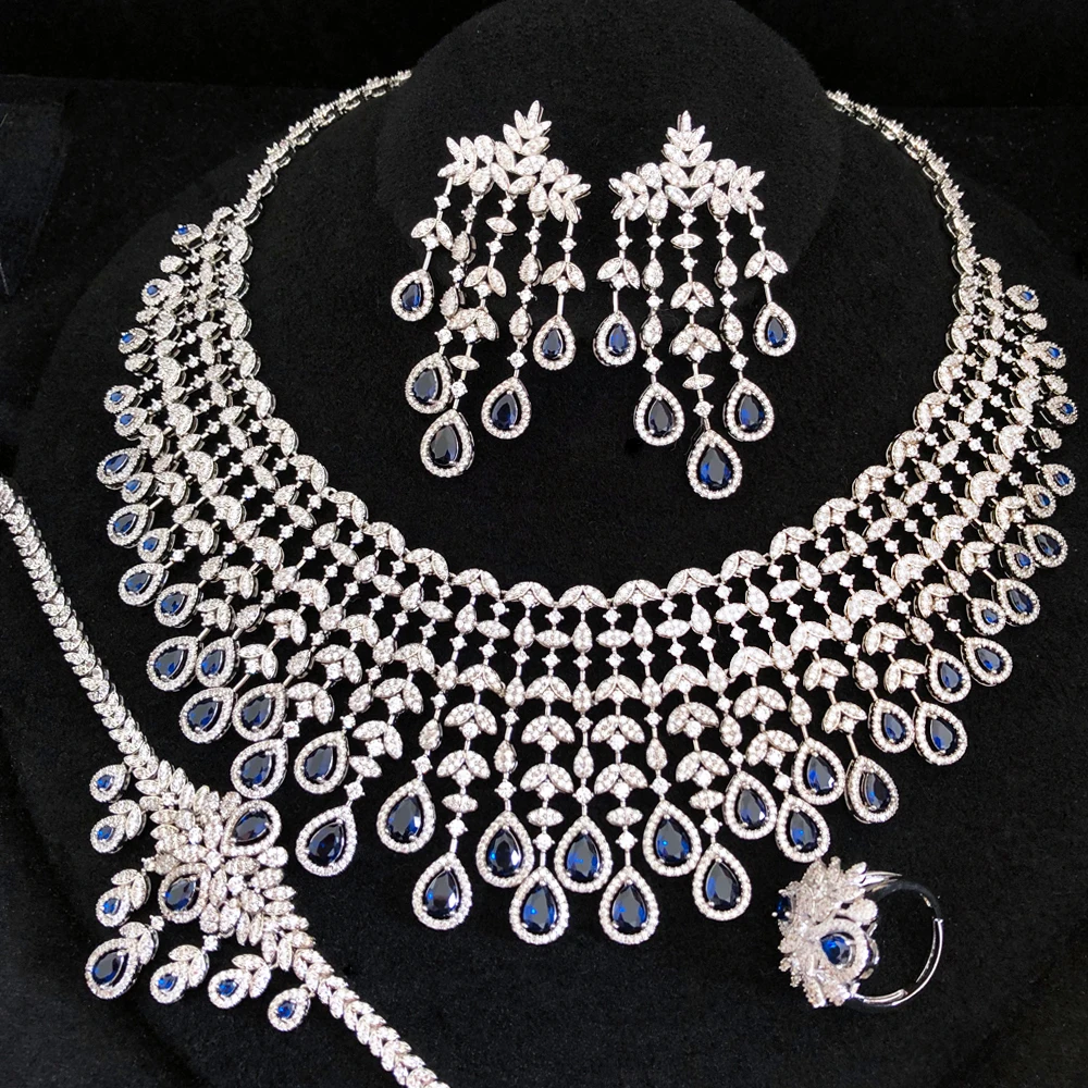 GODKI Famous Brand UAE Luxury Saudi Arabic Jewelry Set For Women Wedding Party Zircon Crystal Dubai Bridal Jewelry Set Gift 2022