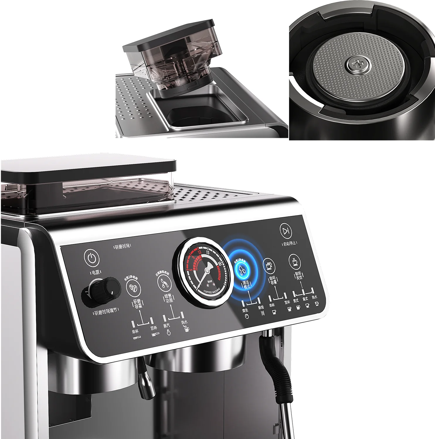 ماكينة إسبريسو منزلية من الفولاذ المقاوم للصدأ بسعر الجملة ماكينة صنع قهوة اسبريسو إيطالية احترافية 220 فولت