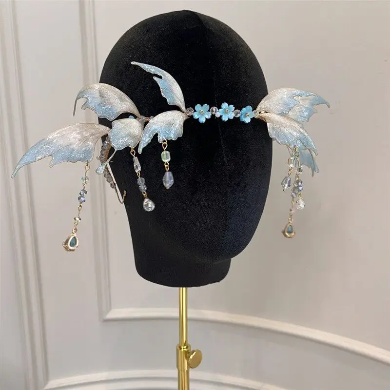 Headband Hair Crown Fairy Elf Mermaid Butterfly Tassel Hanfu Accessories For Cosplay Party Festival Events Available In 5 Colors