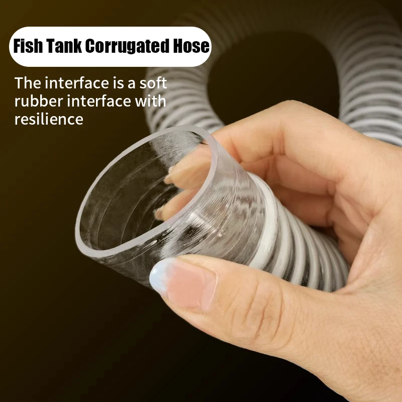 20/25/32/40/50mm Fish Tank Corrugated Hose Aquarium Durable Corrugated Pipe Soft Rubber Head Inlet and Outlet Hose Water Pipe