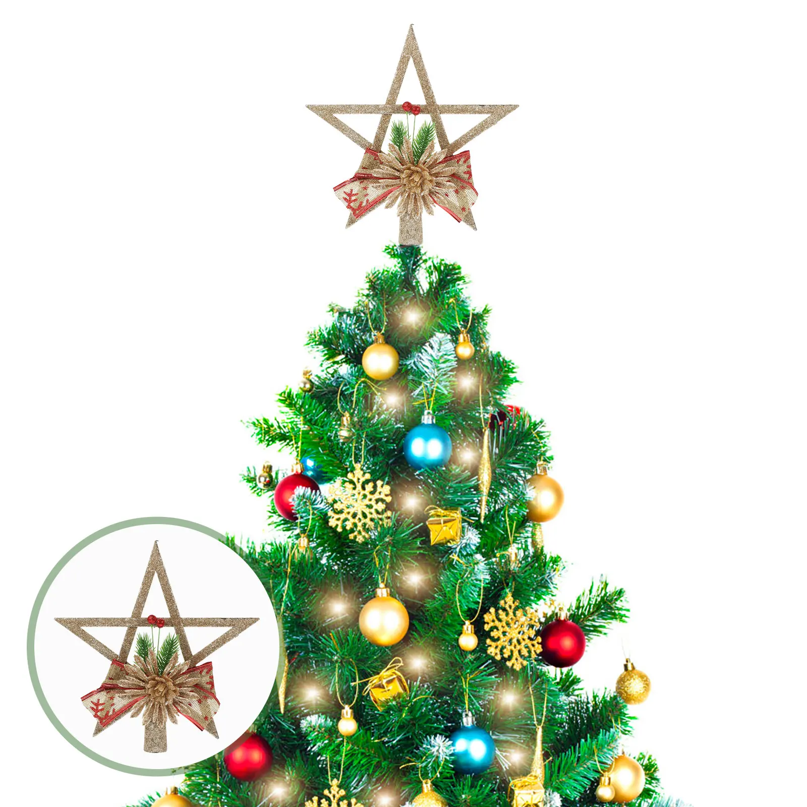 

Modeling Treetop Star Decorations Gold Christmas Ornaments Plastic Small Topper