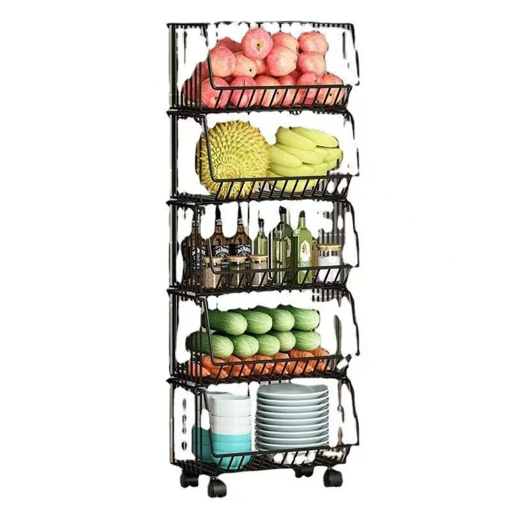 Kitchen Storage Rack Multiple Layers Of Bowls Plates Vegetables, Fruits Baskets Miscellaneous Items