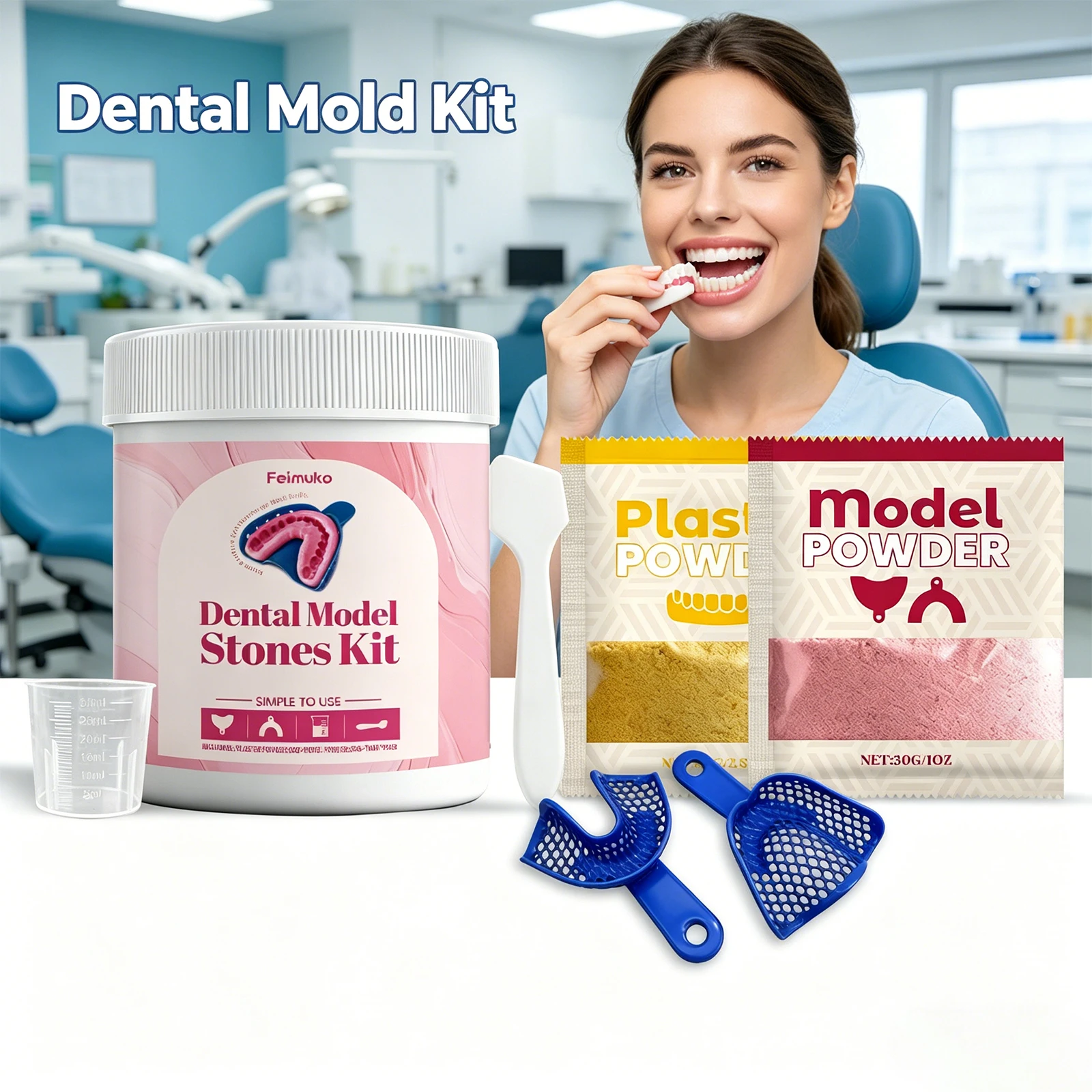 Feimuko ﻿dental Mold Kit Teeth Impression Kit Plaster Teeth Model DIY Dental Lab Tool Oral Care Teeth Profile Making Kit
