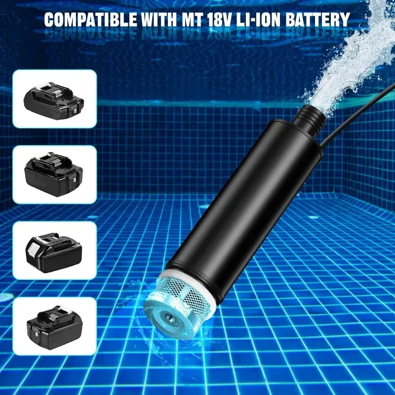 Versatile Submersible Pump Portable Cordless Submersible Pump Compatible with For BL1815/48-11-1822/RB 18/20V Lithium Batteries