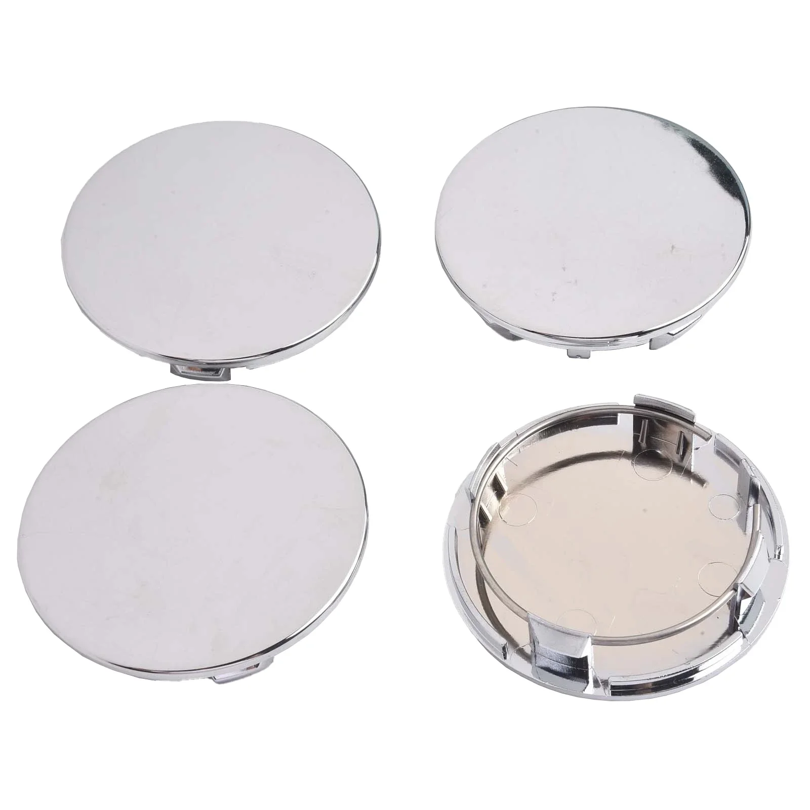 4Pcs 70mm Wheels Center Cap Hubcap Chrome Silver ABS Plastic Auto Wheel Center Cap Wheel Hub Cover Flat Wheel Cover