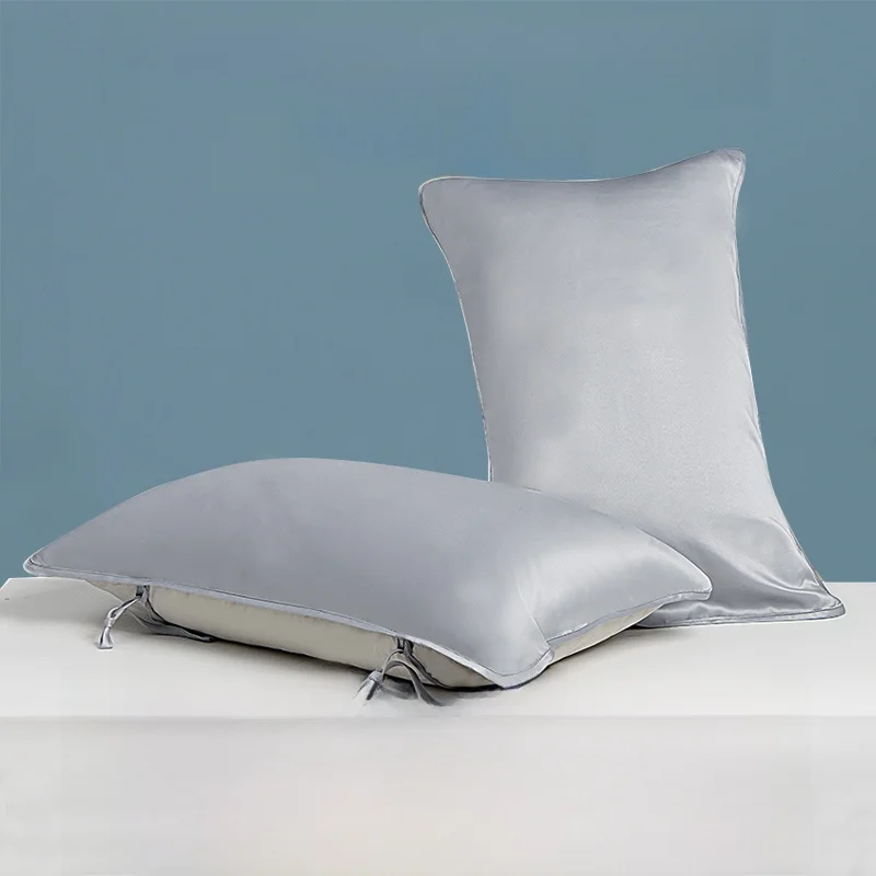 Ice Silk Pillowcase Summer Cool Sensation Single Person Tie-On Durable Polyester Fiber Quilt Cover Separate Layer Pillow Core