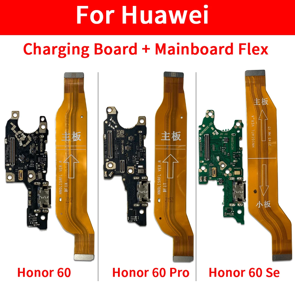 20Pcs/Lot Tested Well For Huawei Honor 50 60 Lite Pro Se Nova 5T USB Fast Charging Charger Main Motherboard Flex Cable