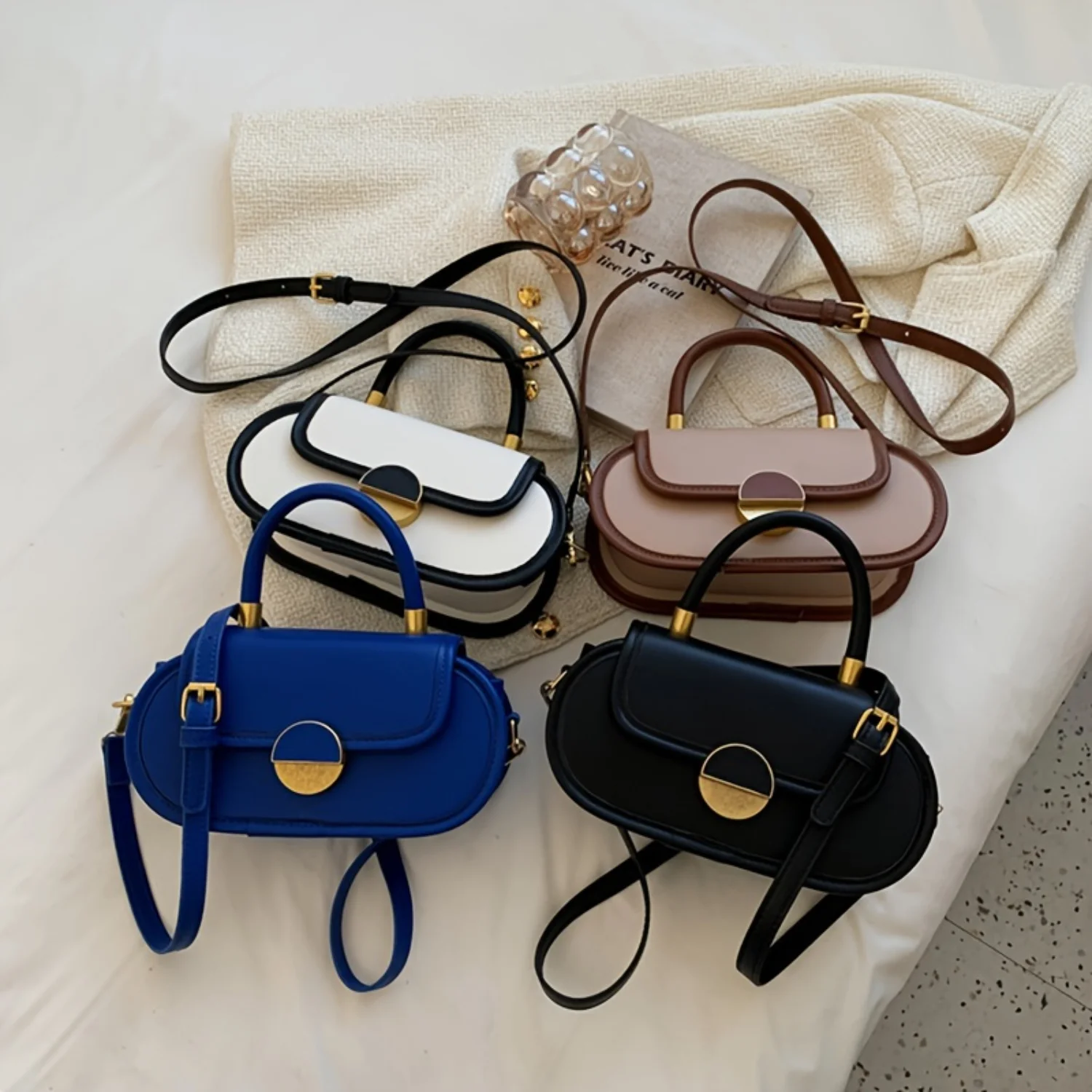 Vintage Y2K Flap Handbag Women's Small Crossbody Purse