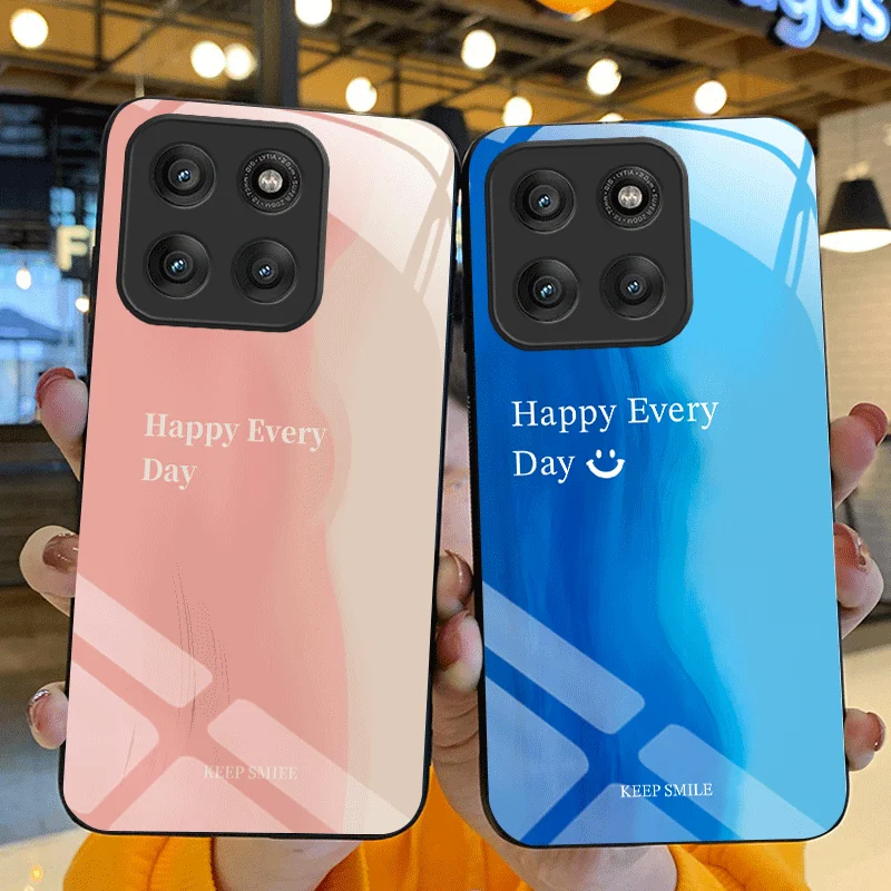 Hard Tempered Glass Case For Motorola Edge 60 Fusion 60 Pro 60 Neo Protective Cover Gradient Color Pattern Back Shell Fundas