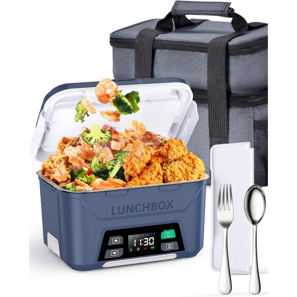 

Rechargeable Heated Lunch Box for Men, 1.3L Cordless Electric Lunch Box for Adults with Scheduled Heating, Portable Food Warmer