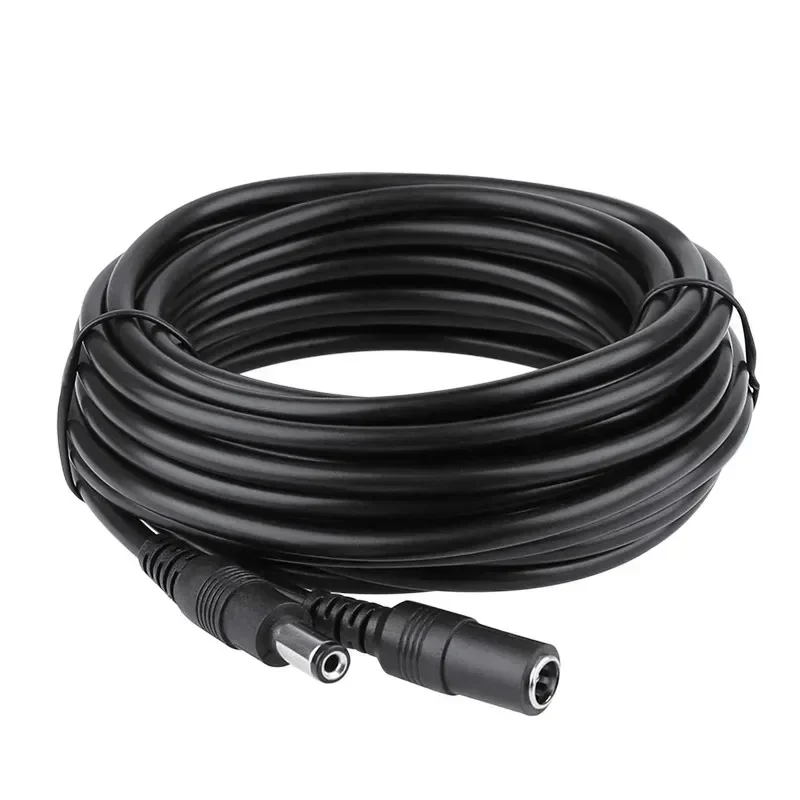 Cabo de extensão para câmera de segurança CCTV, macho para fêmea Connector, cor preta, 16,5 pés, 5m, 10m, 2.1x5.5mm, DC12V