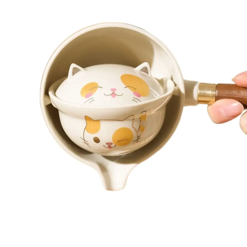 

Lucky Cat Tea Set Portable One Pot Four Cups Travel Outdoor Storage Teacup Tea Tray Teapot Household Tea Making