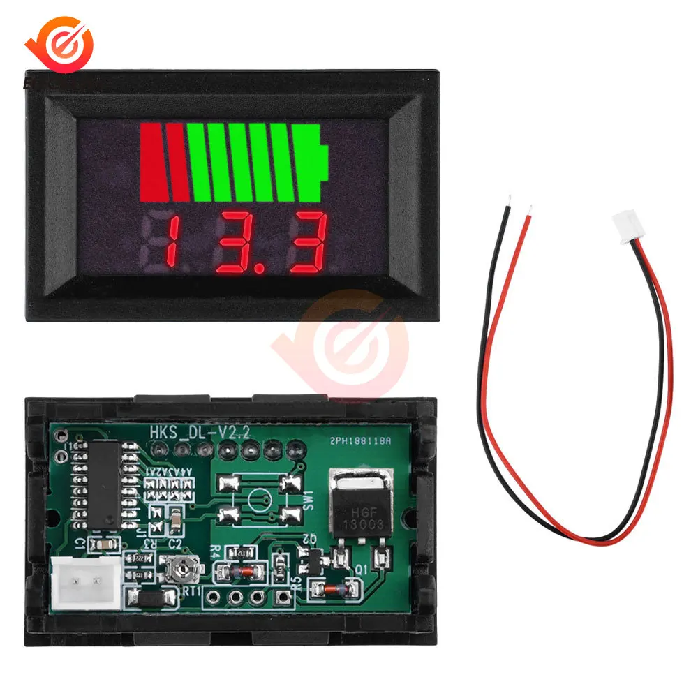 Car Lead acid Battery Charge Level Indicator 12V 24V 36V 48V 60V 72V Lithium Battery Capacity Meter Tester LED Display Voltmeter