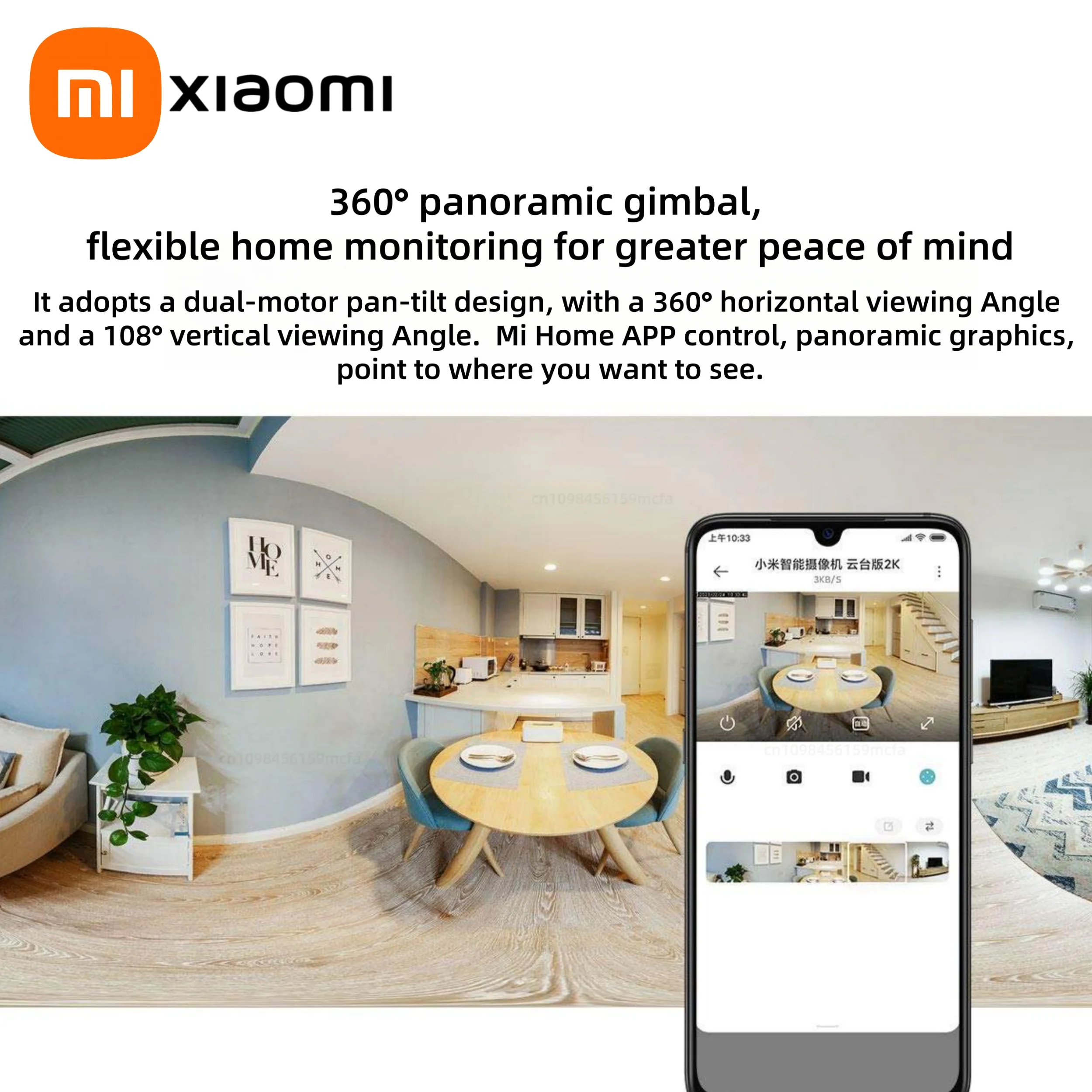 Xiaomi 360° Smart Home Security Camera Mi PTZ 2K Webcam 1296P 3 Megapixel AI Human Detection Night Vision Webcam Work With Miji