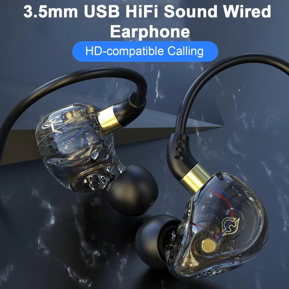 Professional 3.5mm USB HiFi Sound Wired Earphone 20Hz-40KHz Universal Earbud HD-compatible Calling Computer Accessory