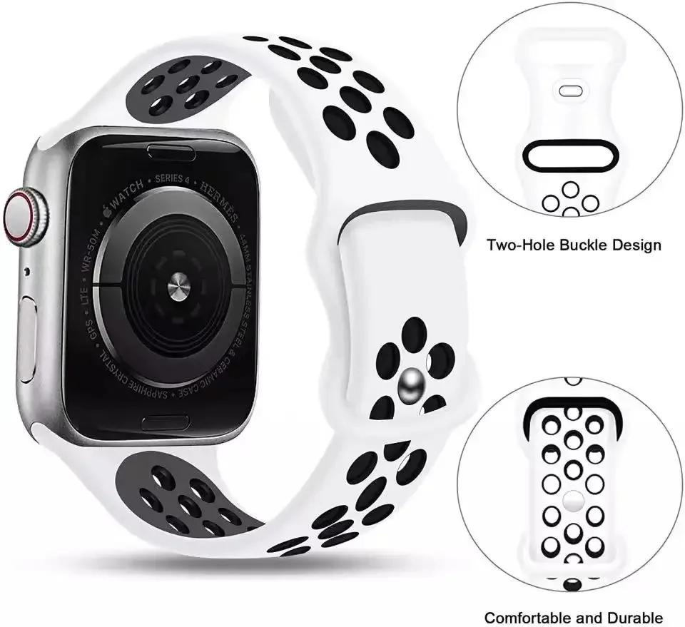 Correa deportiva de silicona para Apple Watch Ultra 11 10 9 8 7 49mm 46mm 45mm 41mm pulsera de dos tonos iWatch 6 5 4 SE 44mm 40mm Correa