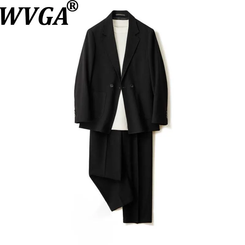 

WVGA Весна Осень Новые мужские пиджаки с длинными рукавами Модные нишевые шикарные повседневные прямые костюмные брюки Комплекты из двух предметов Ins Y2K W14388