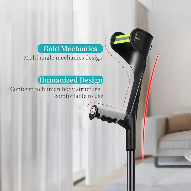 Foldable Forearm Crutches for Walking Adjustable Crutch with Anti-Drop Cuff Adult Elbow Crutch Walking Stick