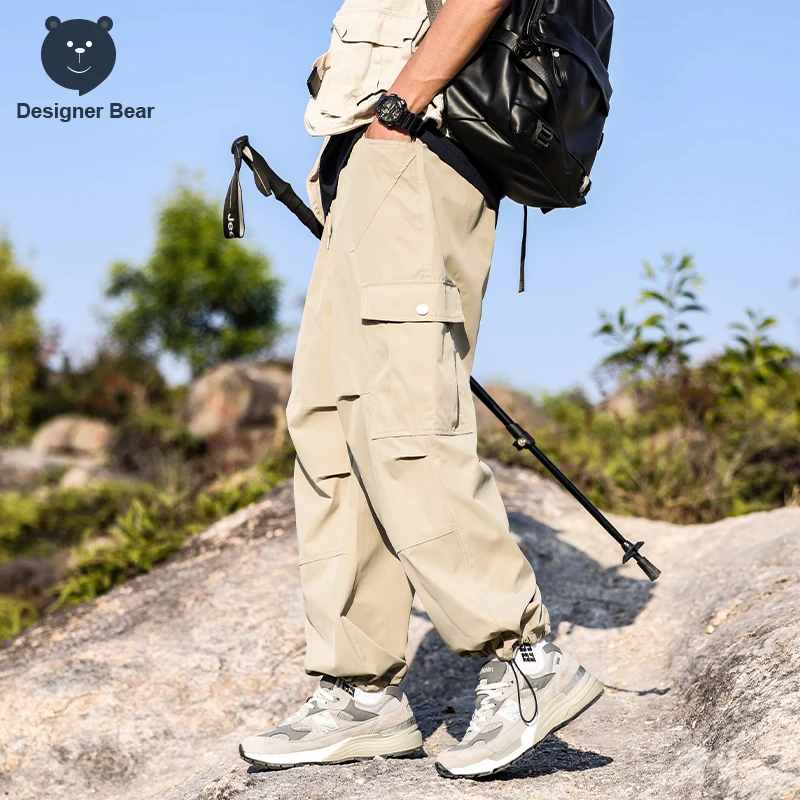 

Spring Summer Men's Baggy Cargo Pants Outdoor Wide Leg Trousers Work Casual Pants Khaki Tactical Fishing Overalls Male Plus Size