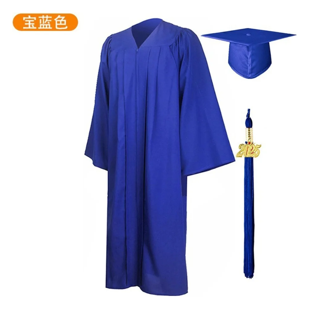 2025 Costume da laurea unisex per liceo e addio al celibato, abito da laurea da donna, abito da laurea morbido con set di nappe per cappello