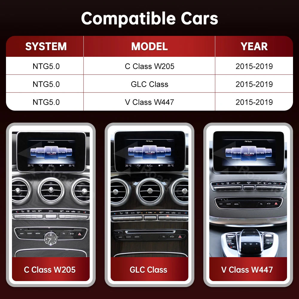 شاشة لينكس للوسائط المتعددة الأوتوماتيكية من Road Top CarPlay Android لسيارة Mercedes-Benz C Class W205 GLC V Class W447 2015-2019 NTG5.0 5.1 5.2 #2