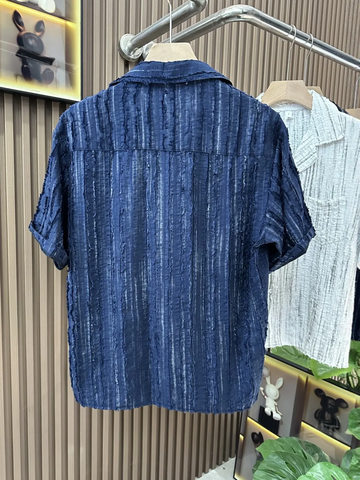 Retro Striped Short Sleeve Men's Shirt Summer Loose Breathable Texture Casual Shirt Jacket Polyester Comfortable Lightweight