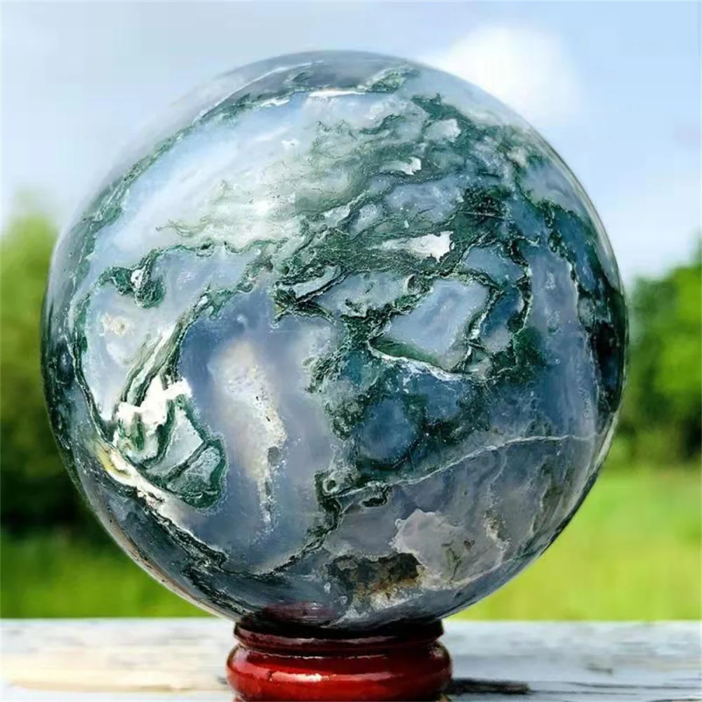 

Magical Natural Water Grass Agate Ball Quartz Crystal Mineral Specimens Reiki Healing Home Office Degaussing Decorative Gem