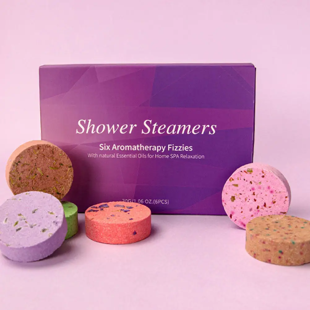 

6Pcs Aroma Bath Tablets Premium Spa Bubble Bath Tablets Fast Dissolving Essential Oil Relaxing Shower Steamer Home Travel Hotel