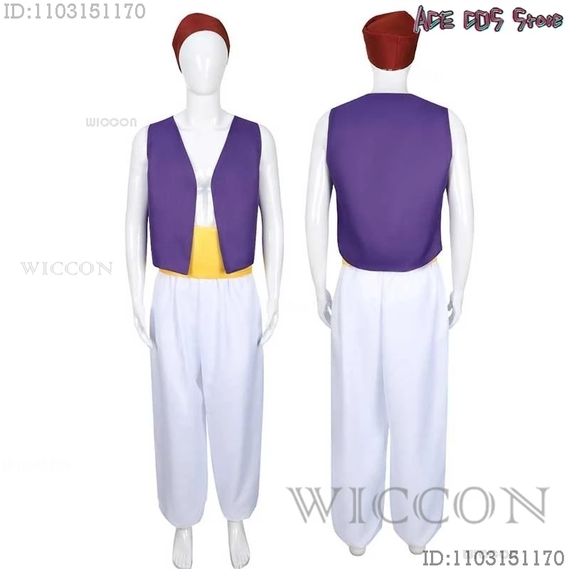 1000 Nights Anime Movie Fairytale Prince Cosplay Wig Aladin Costume Arab Outfits Set Halloween Fancy Suit Party Mens Roleplay