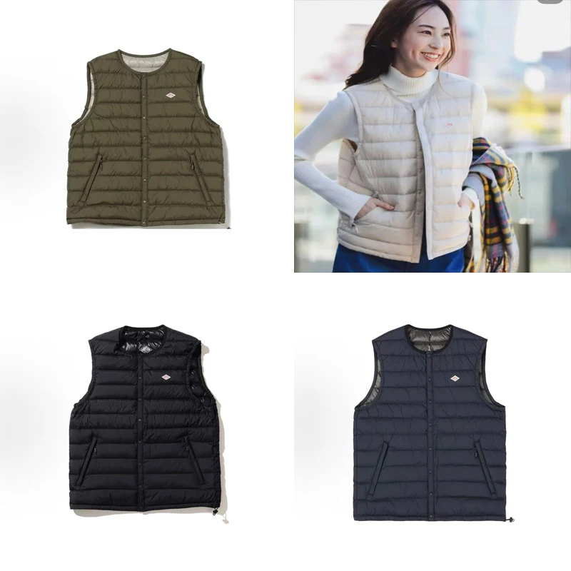 

Японский пуховый жилет без рукавов Danton, зимняя теплая куртка для мужчин и женщин, однобортная складная куртка для хранения с мешком для пыли